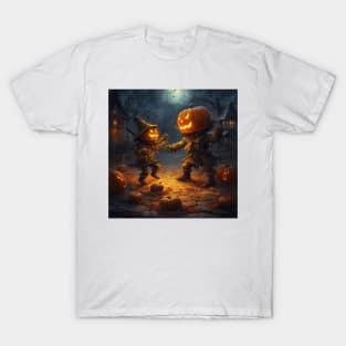 two pumpkin men fight each other T-Shirt